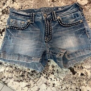 Miss Me Distressed Blue Jean Shorts